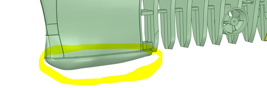 Hull mounted sonar cross-section